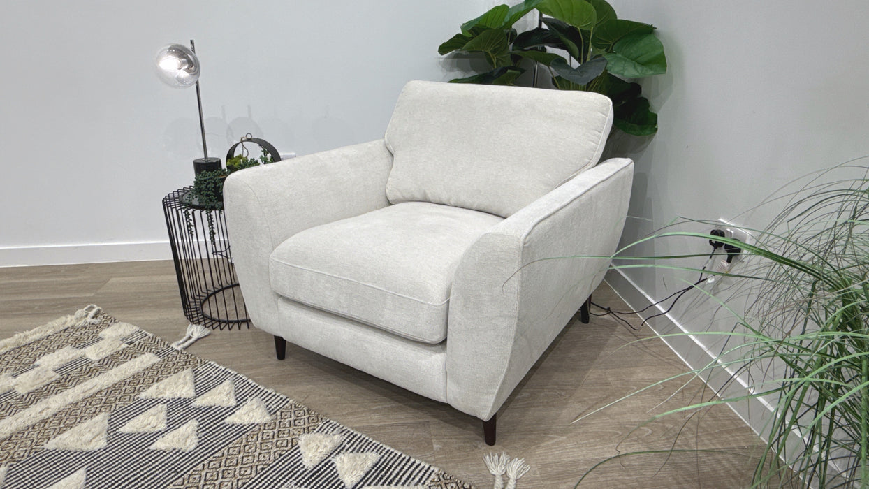 Sofology Hackney Fabric Chair Sprung Seat in Linen Look Chenille Mist Mix