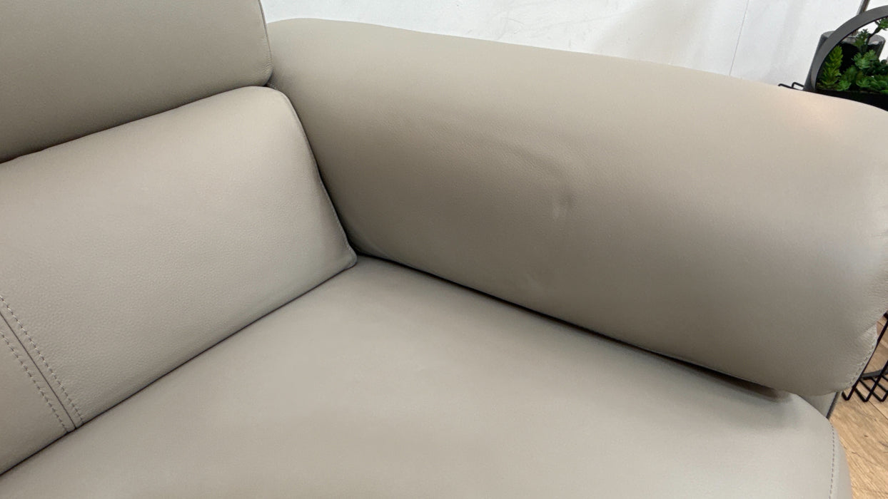 Sofology Fratelli Leather 2.5 Seater Power Recliner/Headrest in Trusty Embossed Light Grey