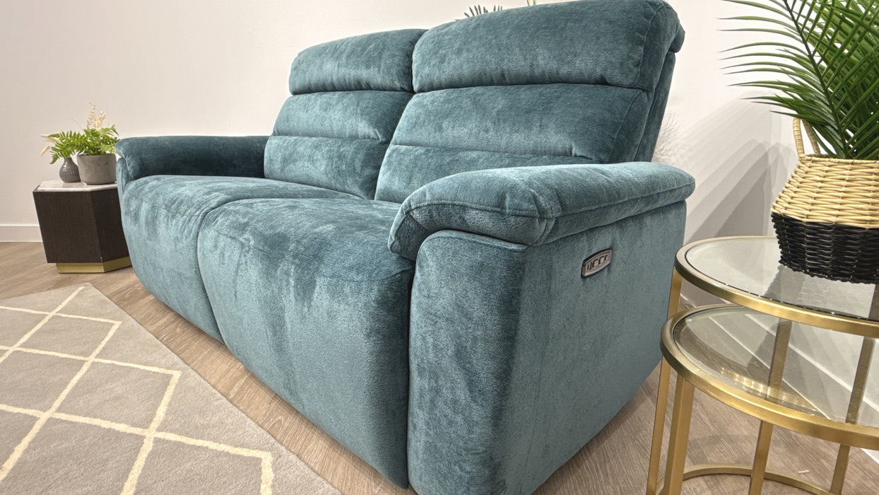 Sofology Radleigh Fabric 3 Seater Power Recliner/Headrest in Peacock