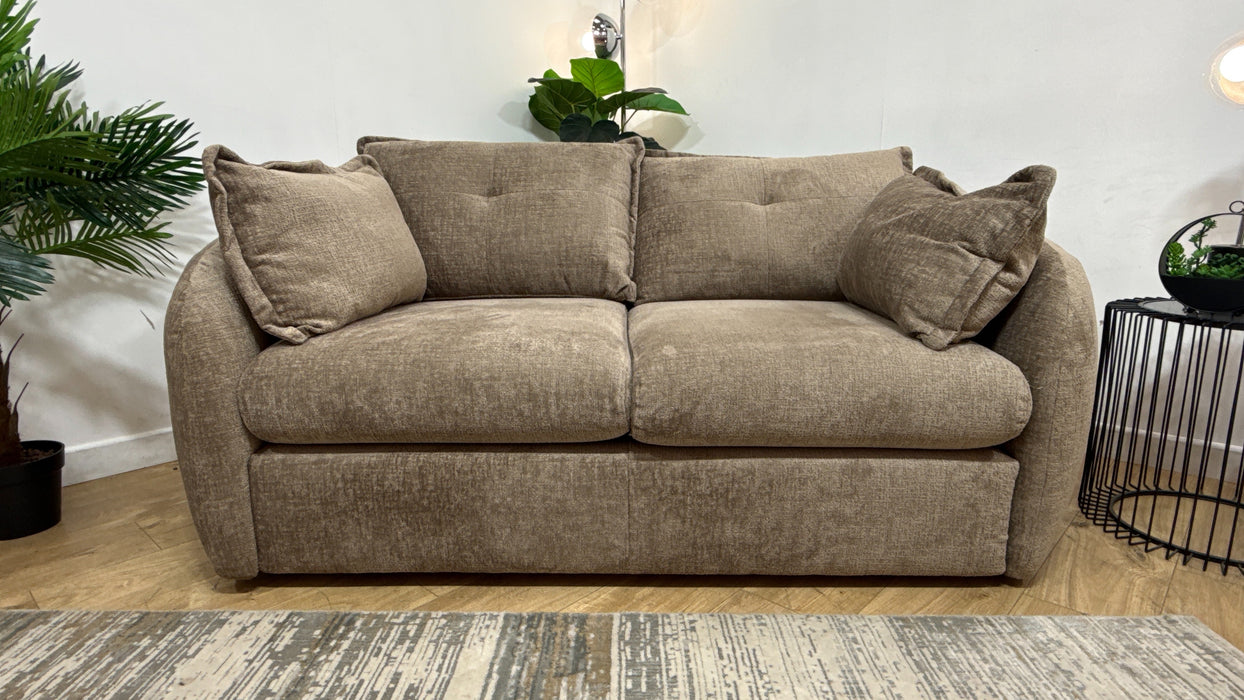 Sofology Portobello Fabric 2 Seater Sofabed Sprung Seats Hybrid Pocket Mattress in Teddy Chenille Mink Mix