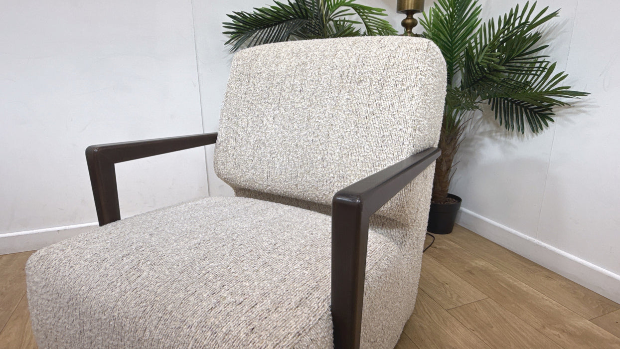 Sofology Wildwood Fabric Accent Swivel Chair in Chunky Flecked Boucle Pastel