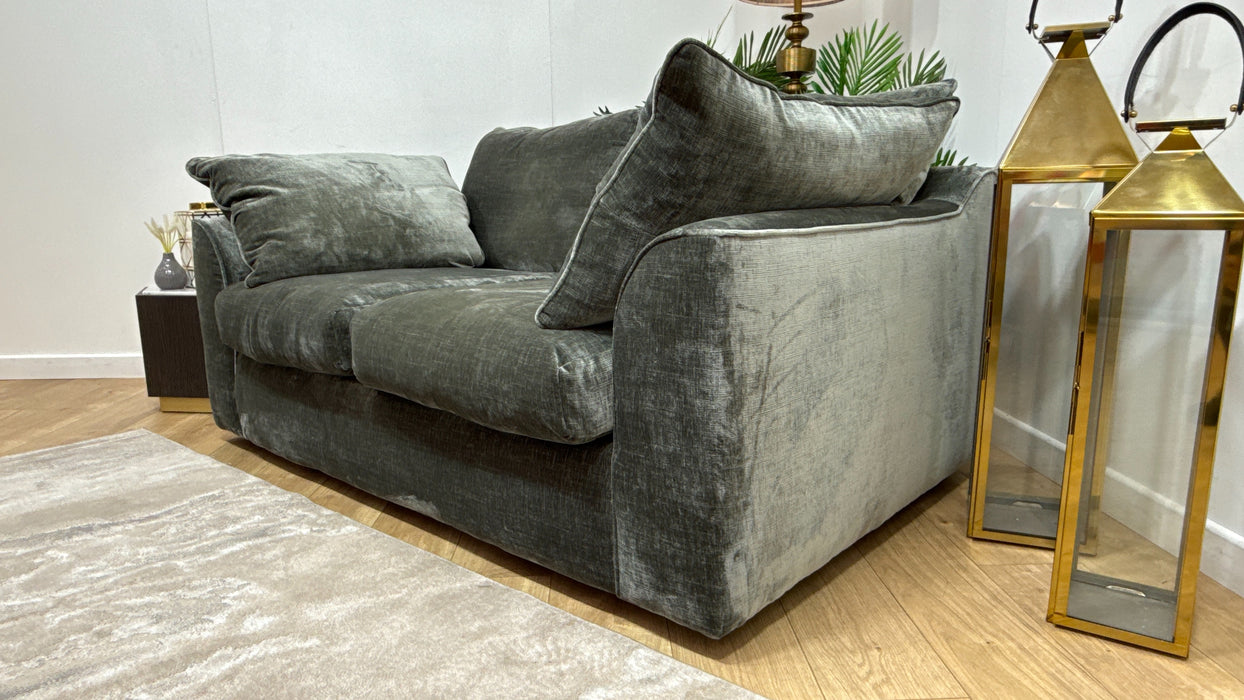 Sofology Georgio Fabric 2 Seater Feather Flex Seats in Luxe Chenille Alpine Green
