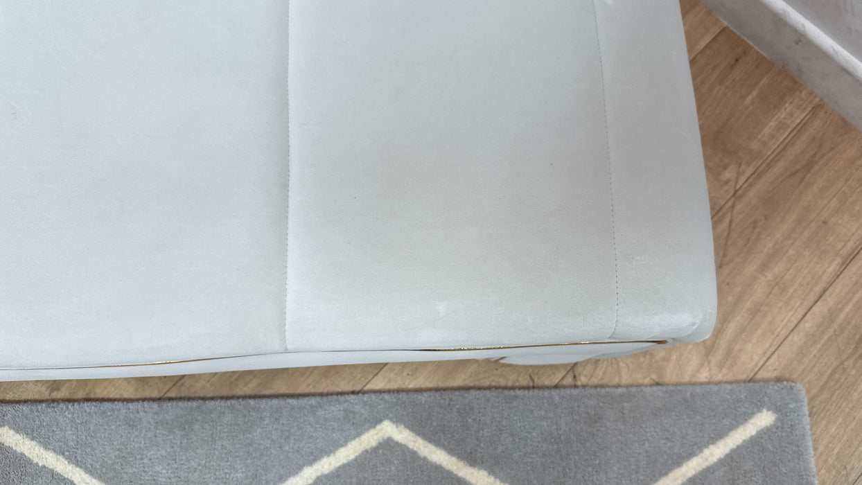 Sofology Oscar Fabric Large Bench Footstool Gold Trim in Super Matt Velvet Ecru
