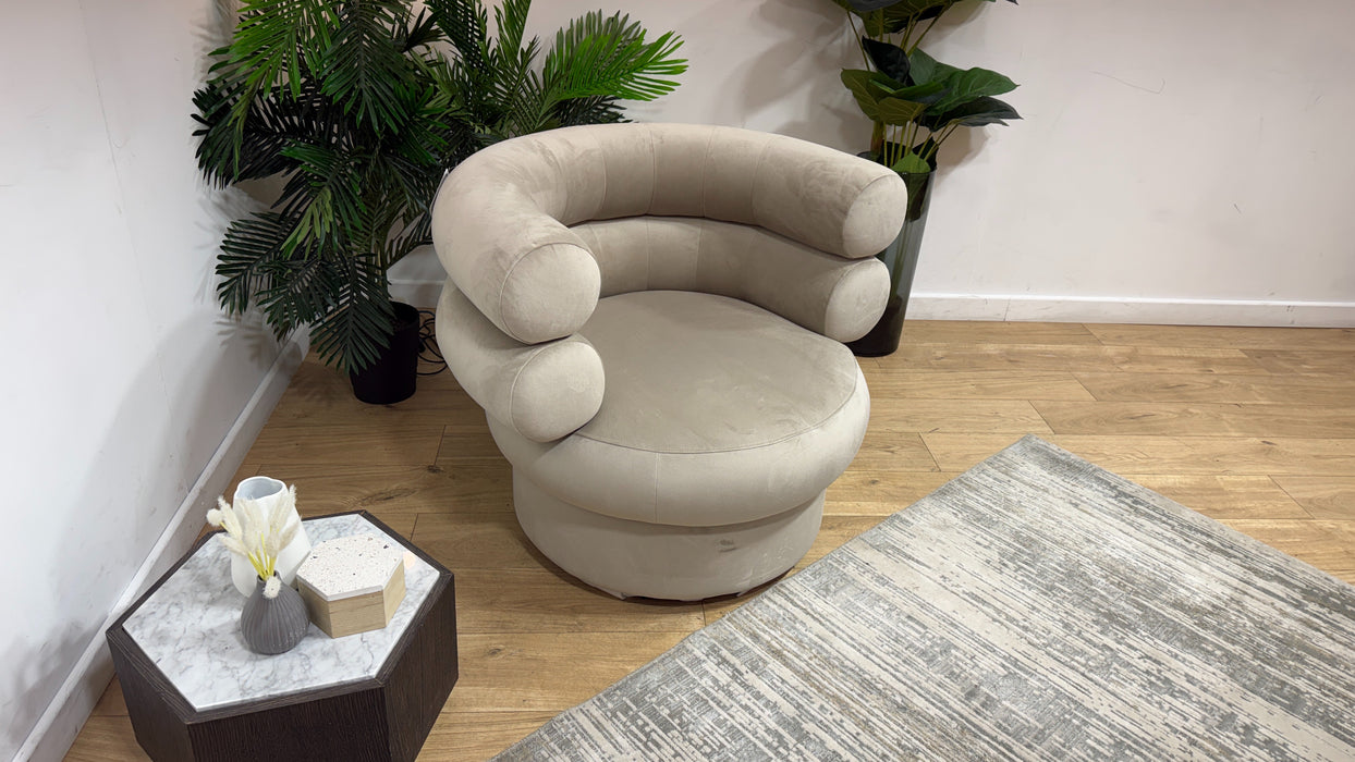 Sofology Fitzrovia Fabric Accent Swivel Chair in Matt Velvet Stone Without Trim