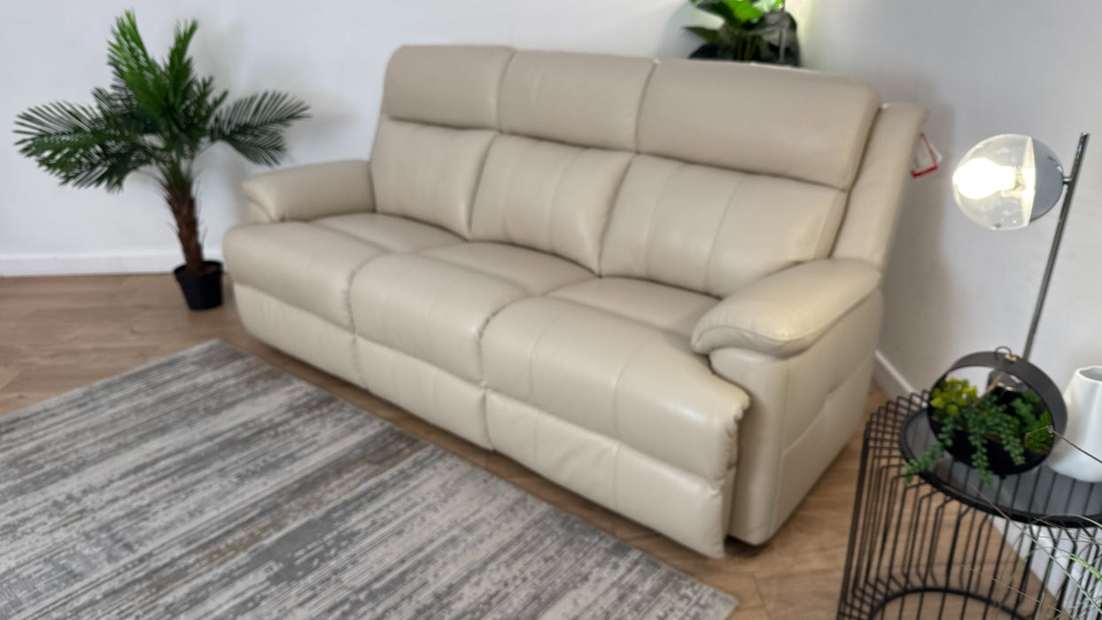 Sofology Gracie Leather 3 Seater in Trusty Sheen Bone China