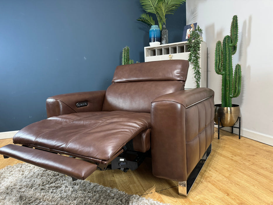 Marvella Loveseat Power Headrest Power Recliner Leather Chocolate (WA2)