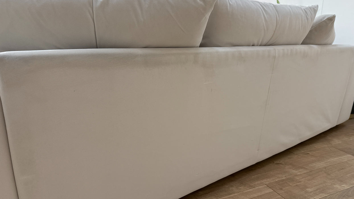 Sofology The Oscar Fabric 4 Seater with Gold Trim in Super Matt Velvet Ecru