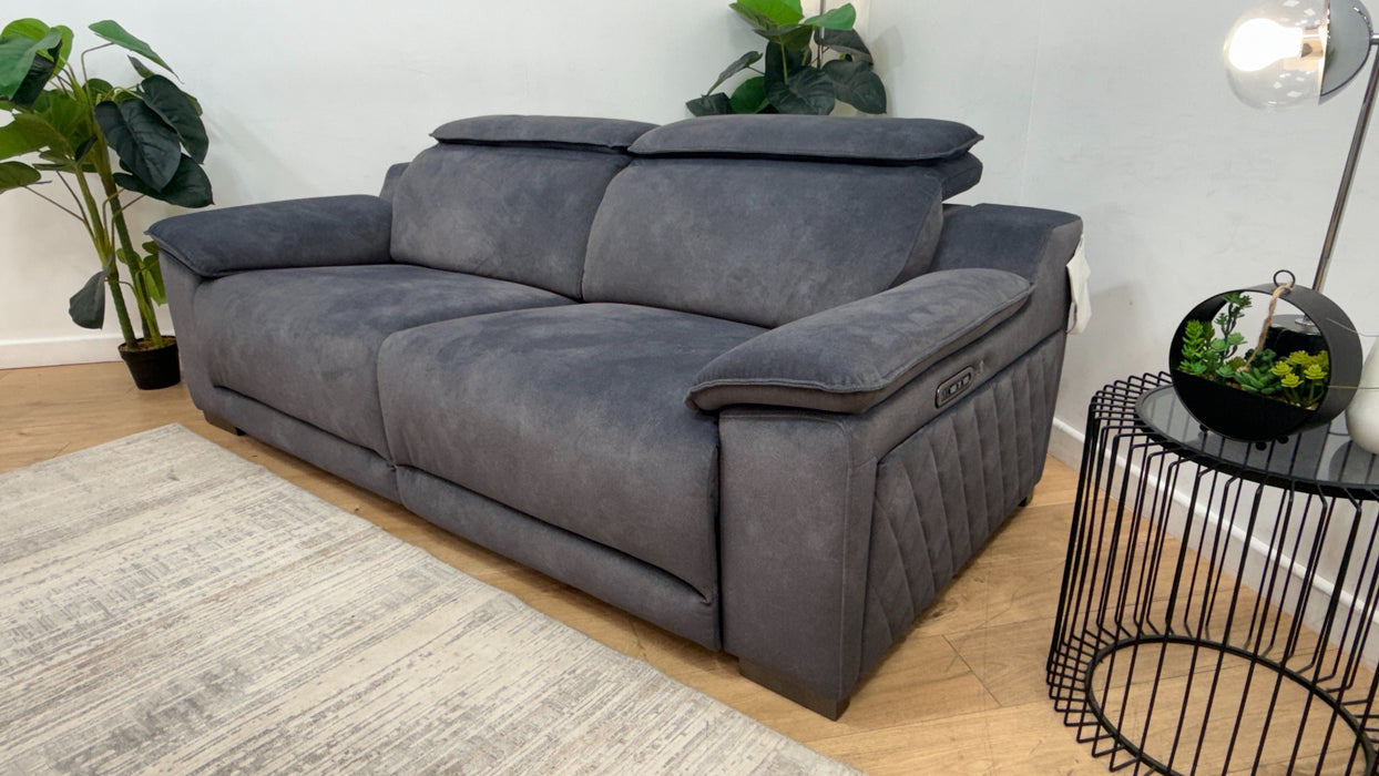Sofology Benz Fabric 3 Seater Power Recliner/Headrest Heated Seats in Lifestyle Flecked Charcoal