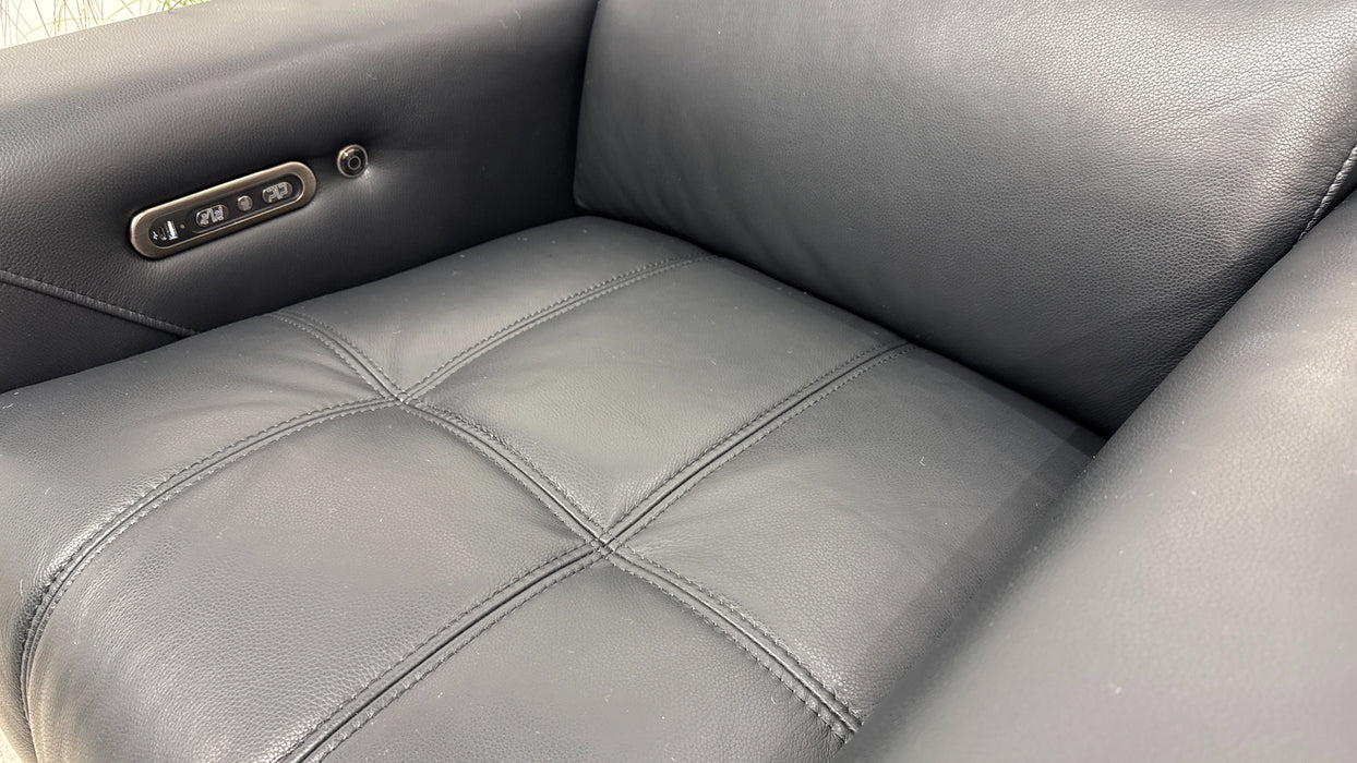 Sofology Marvella Leather Chair Power Recliner Heated Seat in Trusty Sheen Jet Black