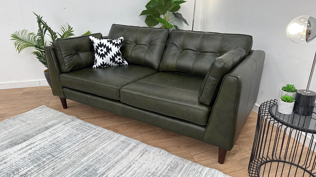 Cricket 3 Seater Sofa - Leather - Green Leather Mix