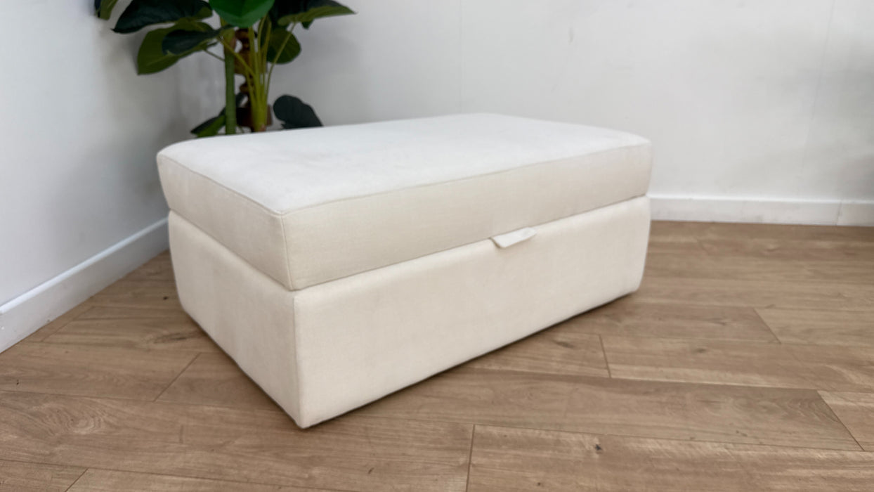 Sofology Cove Fabric Large Storage Footstool in Soft Chenille Ivory