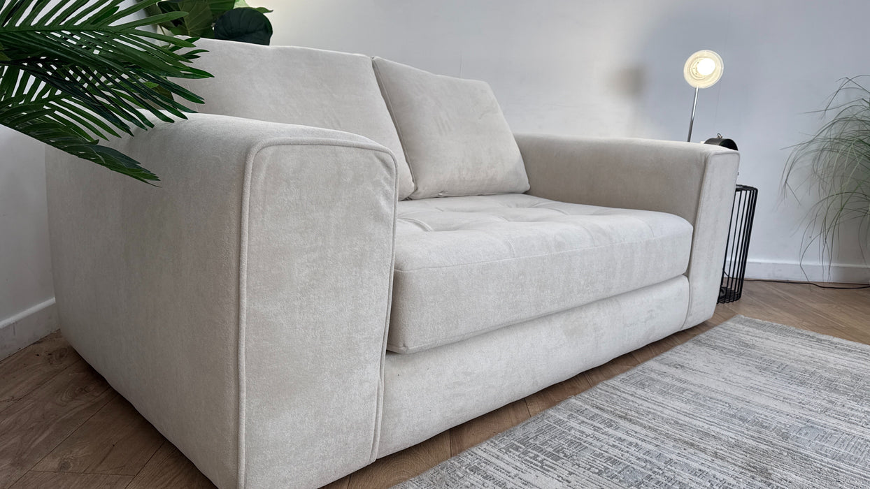 Sofology Ascot Fabric 2 Seater Bench Seat in Soft Sherpa Natural Mix