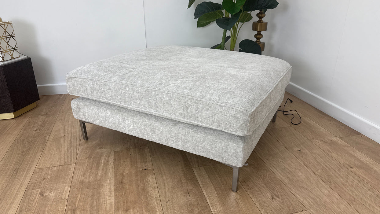Sofology Rococo Fabric Footstool Foam in Verbier Silver
