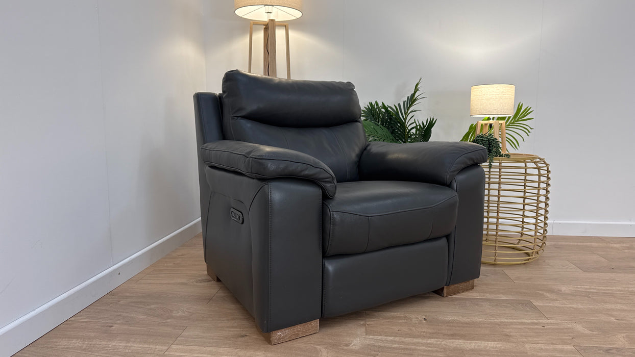 Myles Chair - Leather Power Recliner - Black