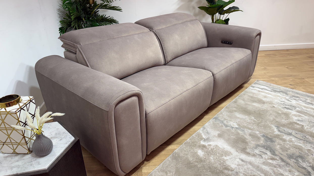 Sofology Premiere Fabric 2.5 Seater Power Recliner/Headrest in Lifestyle Flecked Nutmeg
