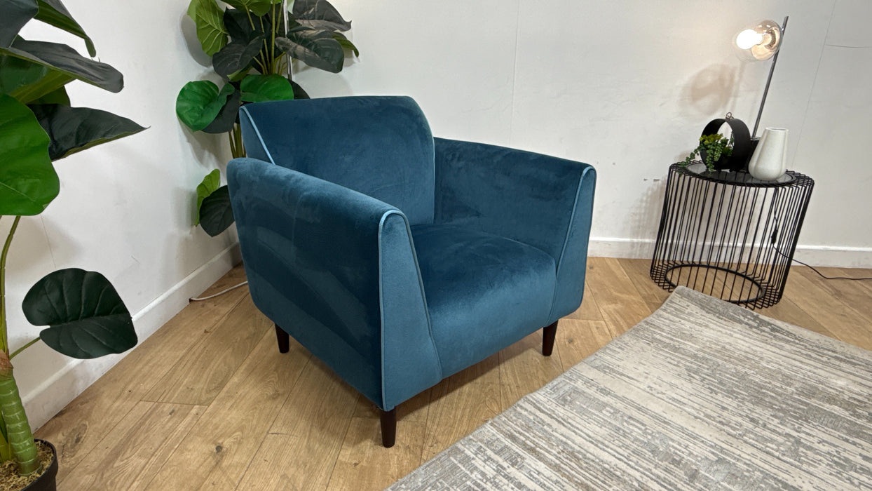 Sofology Cricket Fabric Chair in Soft Chenille Teal Mix
