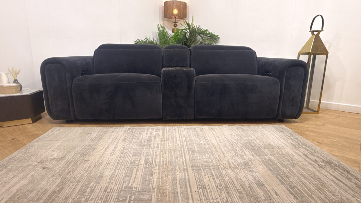 Sofology Premiere Fabric 2.5 Seater Smart Console Power Recliner/Headrest in Relaxed Chenille Ink