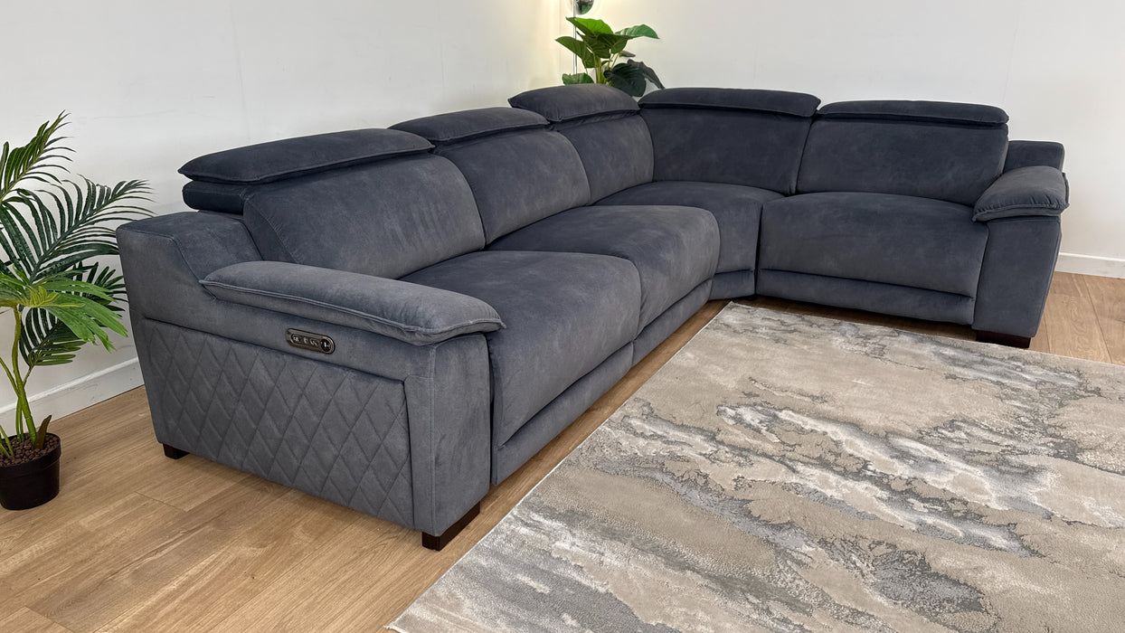 Benz 3 Corner 1.5 - Fabric Power Reclining Sofa   - Lifestyle Flecked Charcoal