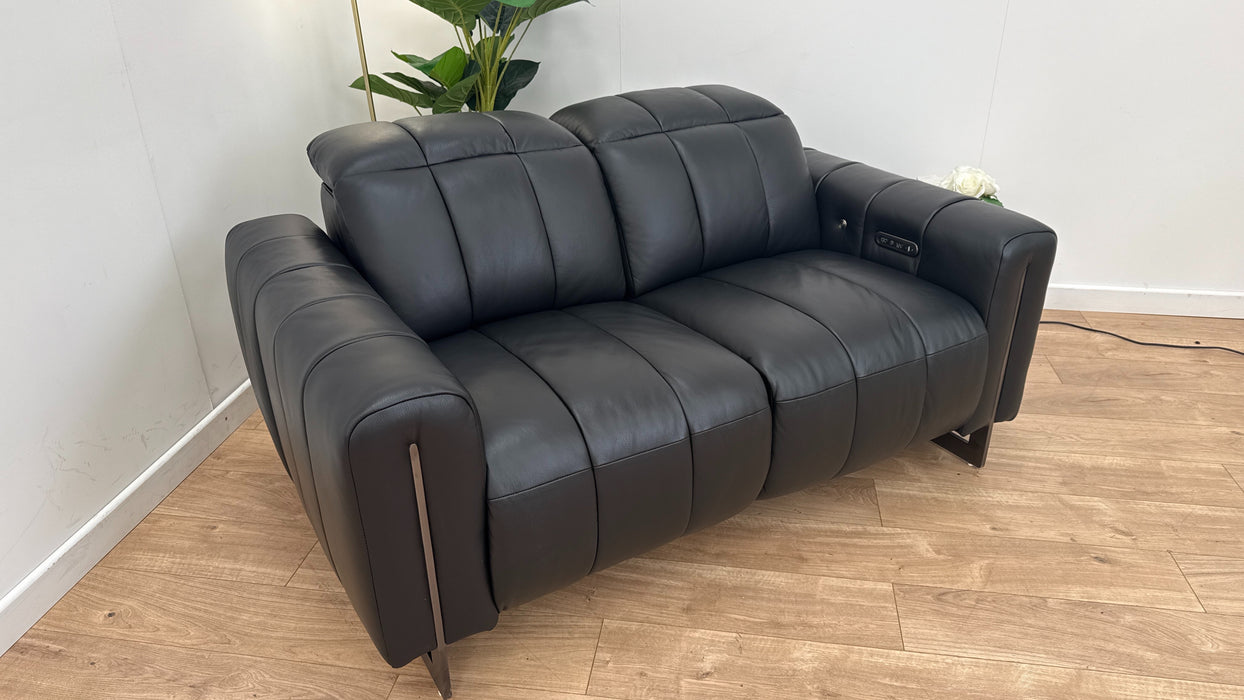 Sofology Paramount 2 Seater Recliner in Trusty Embossed Leather Jet Black