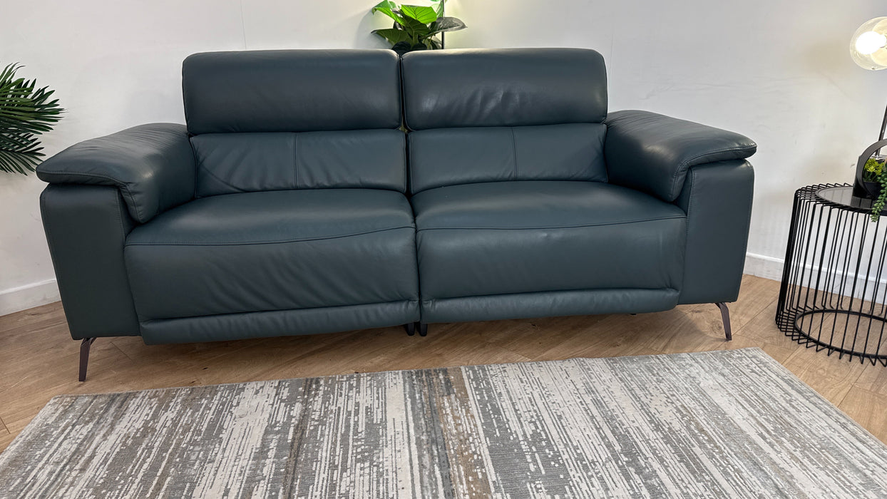 Sofology The Fratelli Leather 2.5 Seater Power Recliner/Headrest in Trusty Embossed Peacock