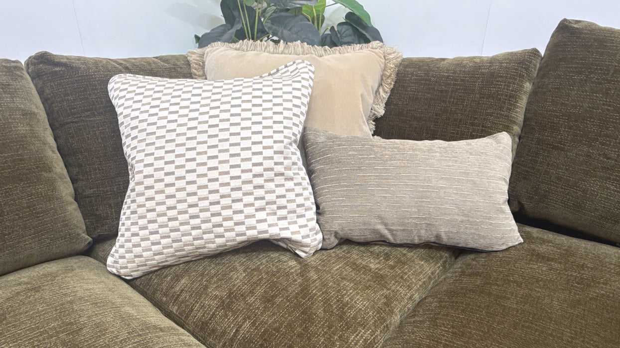Sofology Moderna Fabric Chaise 1.5 Corner 3 Feather Flex Seats in Soft Slub Chenille Olive Mix