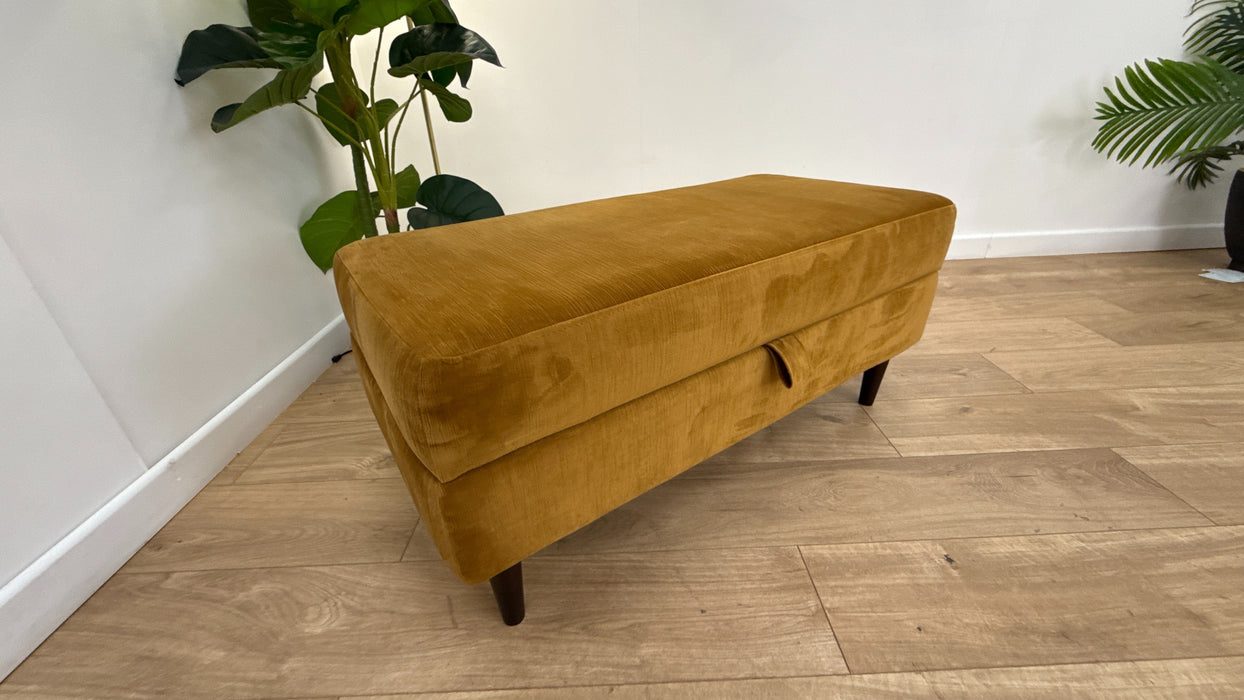 Sofology Bridgerton Fabric Storage Footstool in Etched Velvet Nugget Gold