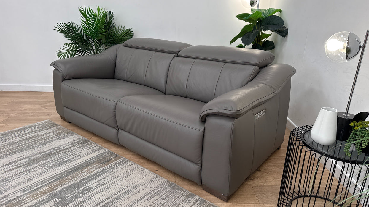 Sofology Carrera Leather 2.5 Seater Power Recliner/Headrest in Trusty Embossed Elephant