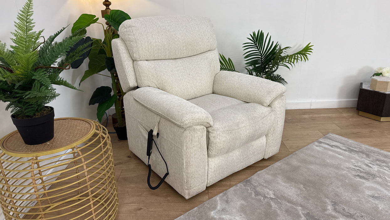 DFS Rise & Tilt Fabric Chair in Cream mix