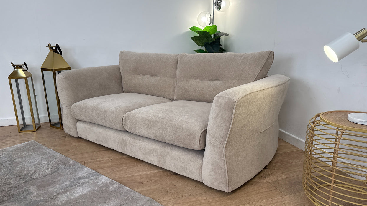 Sofology The Reign 3 Seater Fabric Sofa in Luxe Sherpa French Beige/Natural Mix