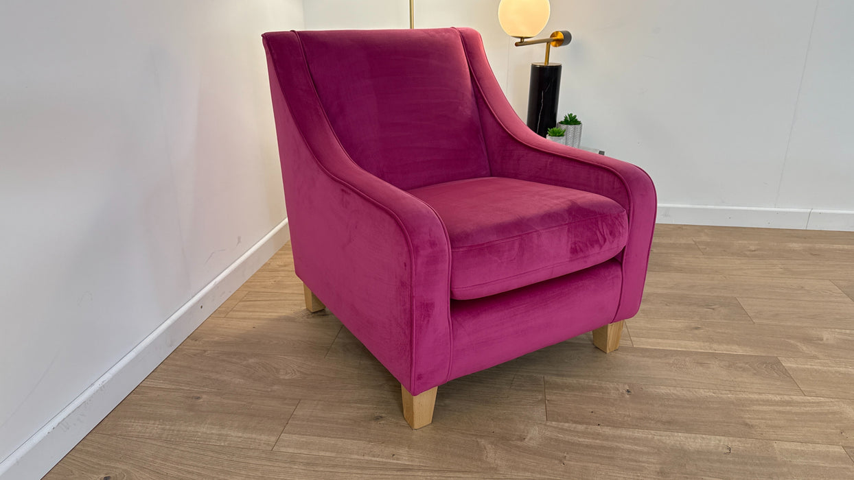 Ziggy 1 Seater - Fabric Accent Chair - Pink (Left Arm Tear)