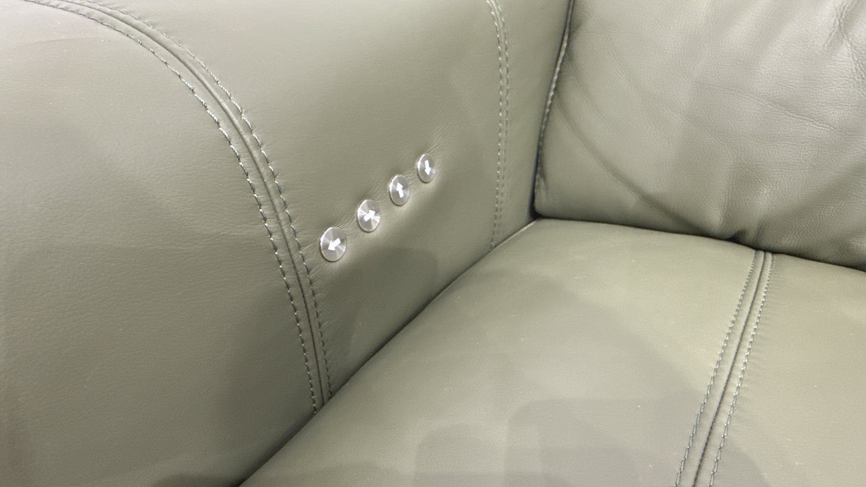 DFS Showcase Leather 2 Seater Cinema Sofa Power Recliner  in Olive