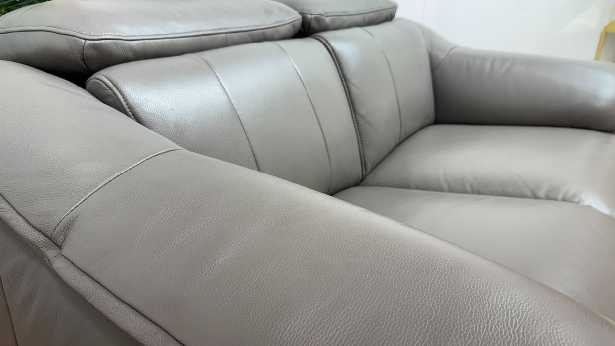 Sofology Carrera Leather 2 Seater Power Recliner/Headrest in Trusty Embossed Elephant