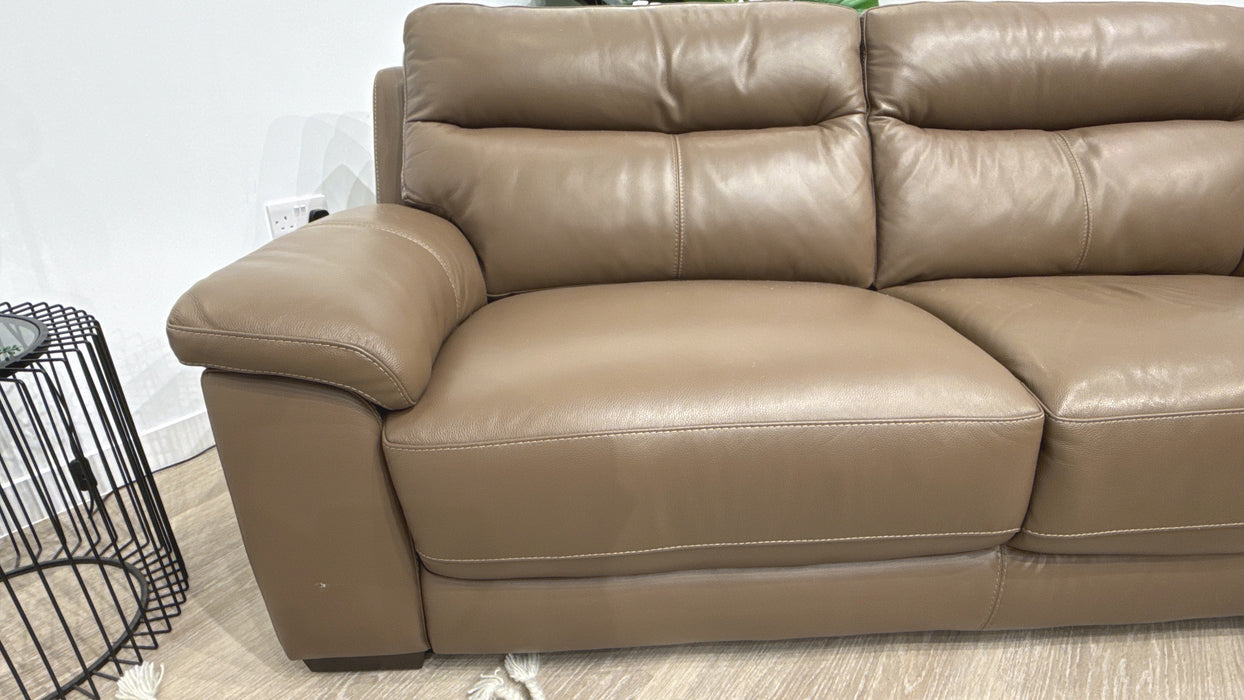 DFS Tristan 3 Seater Leather Sofa in Pecan