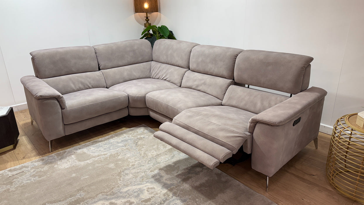 Sofology Illinois Fabric 1 Corner 2 Power Recliner/Headrest in Lifestyle Mottled Marble