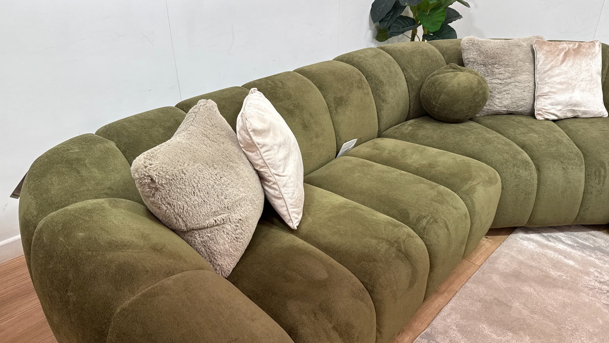 Sofology Waldorf Fabric 2 Corner 1.5 Chaise in Soft Sherpa Olive Mix
