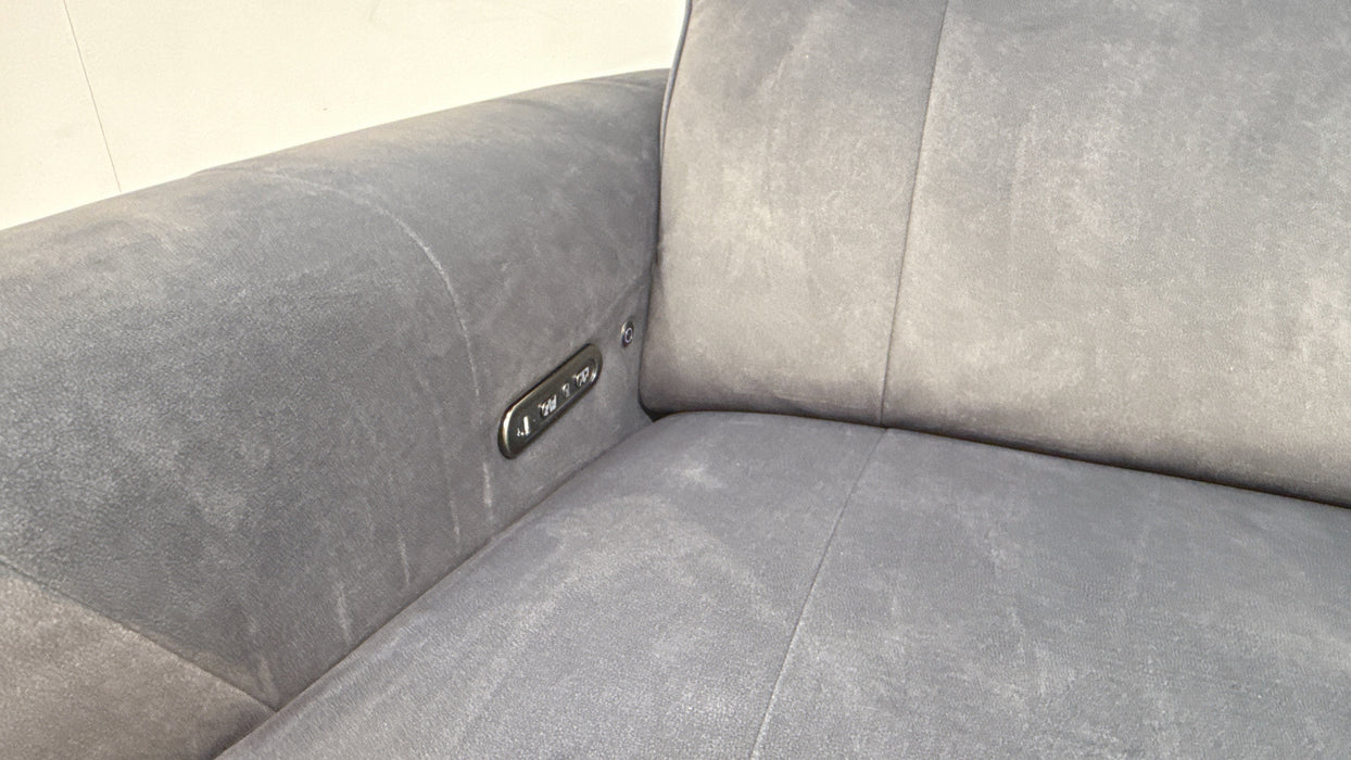 Sofology Lumiere Fabric 2.5 Seater Light Marble Console Power Recliner/Headrest in Lifestyle Flecked Anthracite