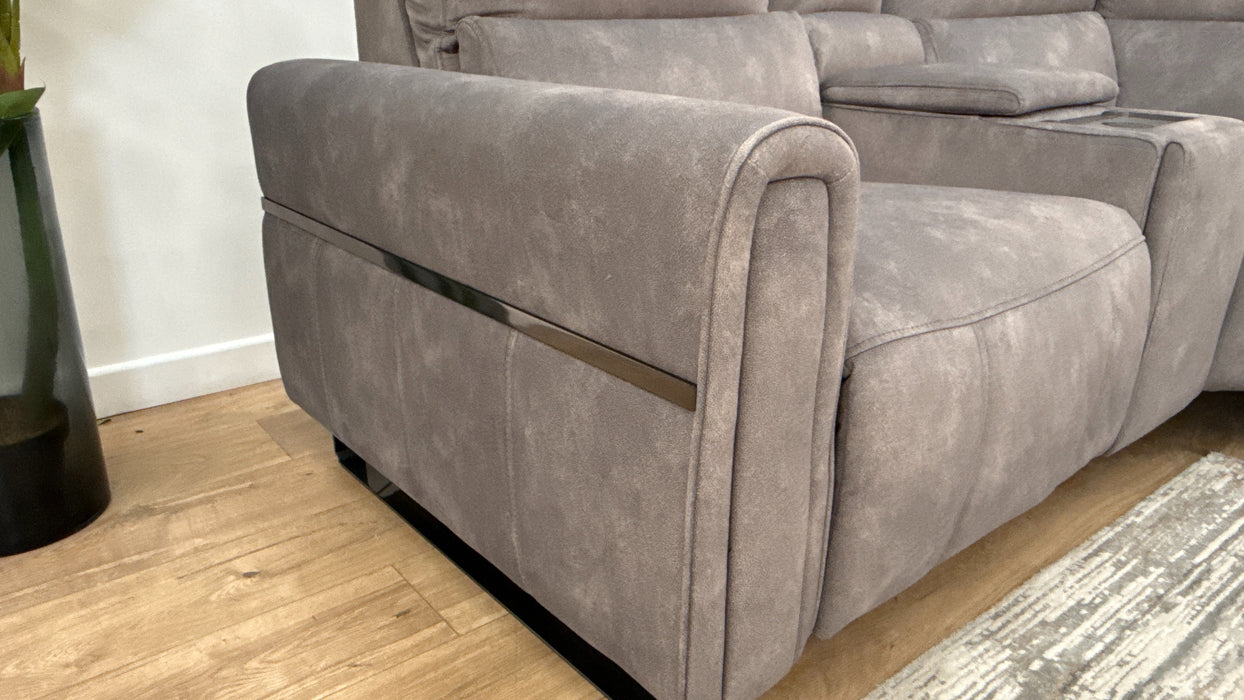 Sofology The Ravello Fabric 1 Corner 2 Power Recliner/Headrest Lumbar in Lifestyle Flecked Mineral Green