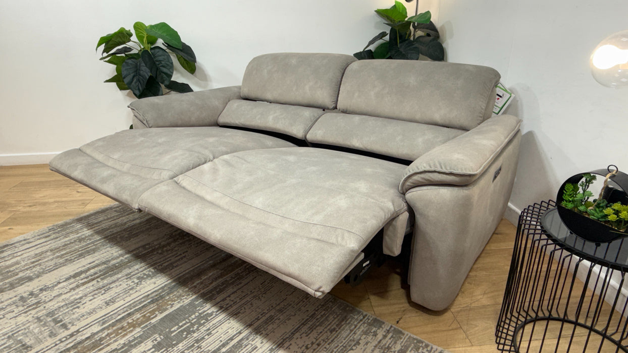 Sofology Hugo Fabric 2.5 Seater Power Recliner/Headrest in Lifestyle Flecked Stone