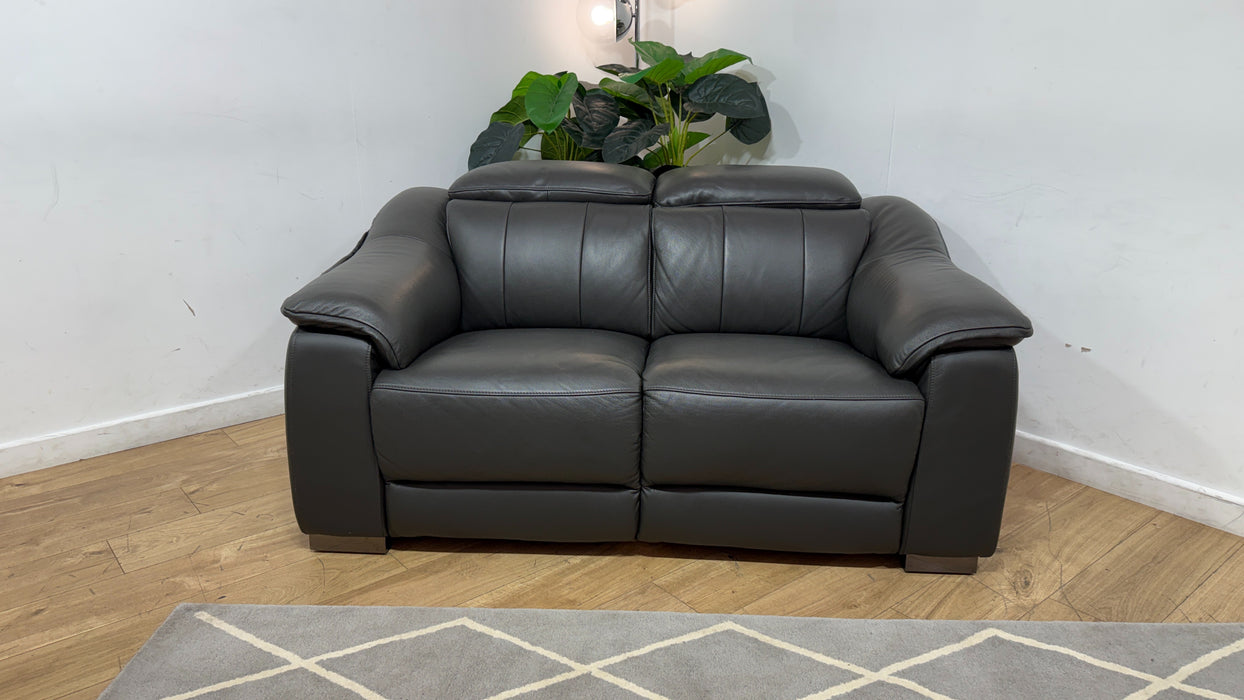 Sofology Carrera Leather 2 Seater in Trusty Embossed Charcoal