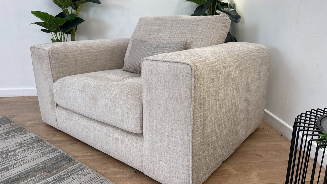 Sofology Ascot Fabric Loveseat in Texture Chenille Natural Mix