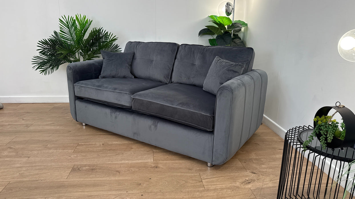 Sofology Islington Fabric 3 Seater Hypnos Deluxe Sofa Bed in Sleek Grey