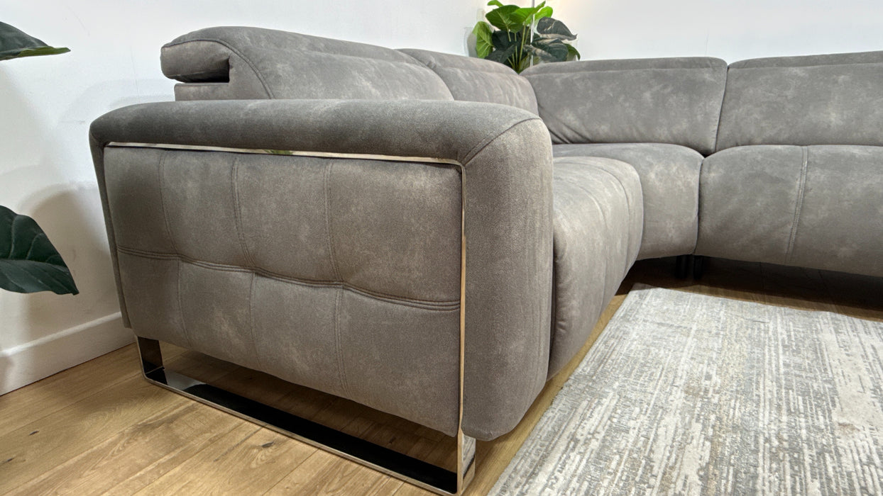 Sofology Marvella Fabric 1.5 Corner 3 Power Recliner/Headrest in Lifestyle Flecked Mocha