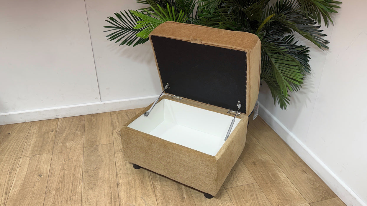 Sofology Brixton Fabric Storage Footstool in Soft Chenille Almond