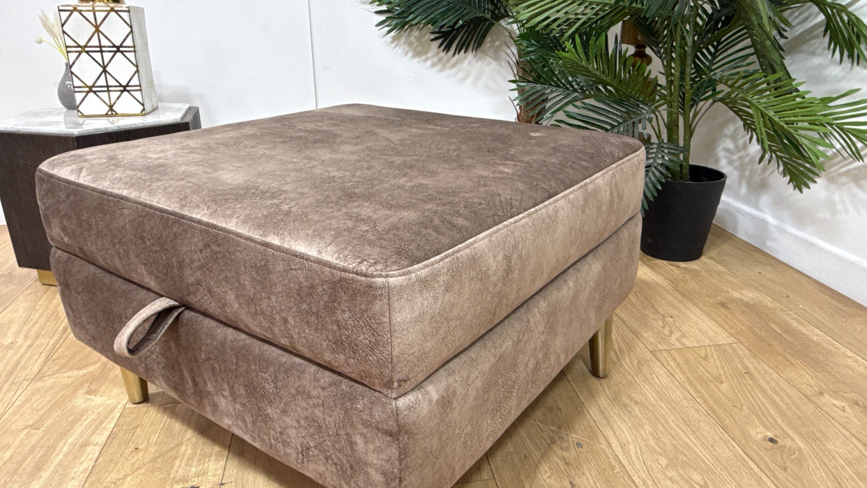 Sofology Hackney Fabric Storage Memory Foam Footstool in Lifestyle Dapple Mocha