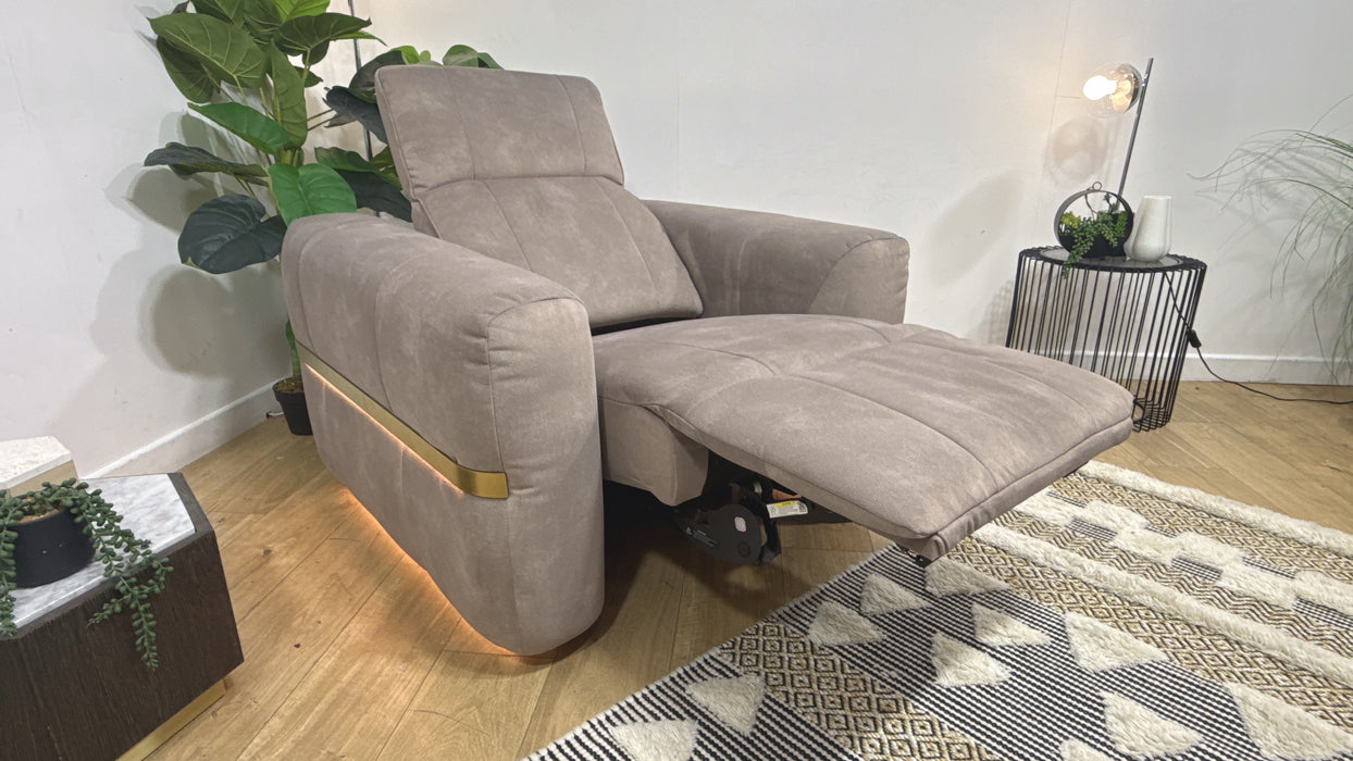 Sofology Lumiere Fabric Chair Power Recliner/Headrest in Lifestyle Flecked Nutmeg