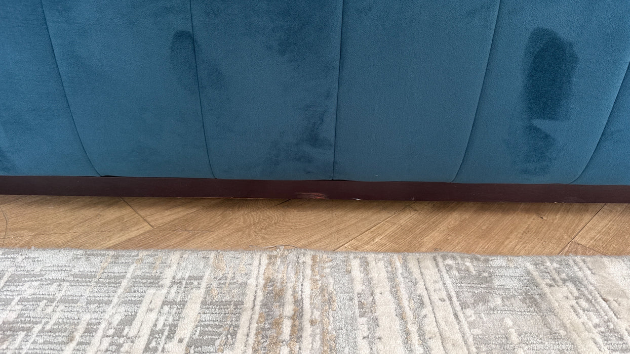 Sofology The Fitzrovia Fabric 2 Seater in Matt Velvet Navy With Dark Wood Trim