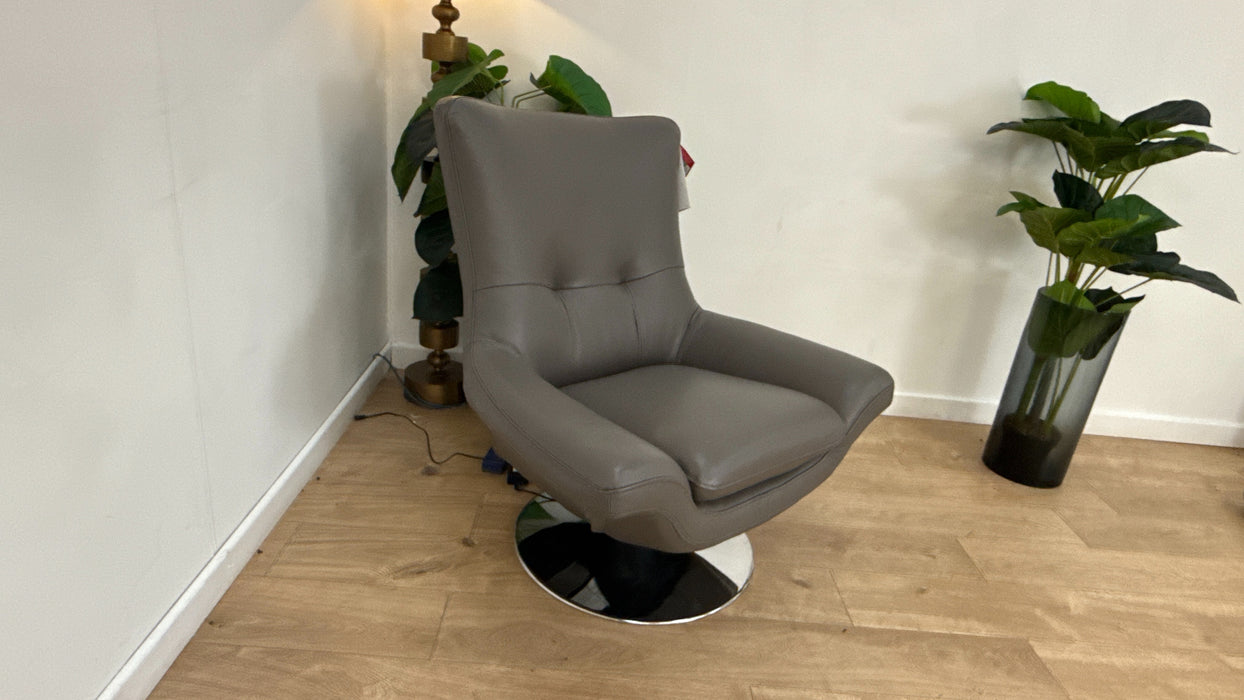 Sofology The Viento Leather Swivel Chair in Trusty Embossed Elephant