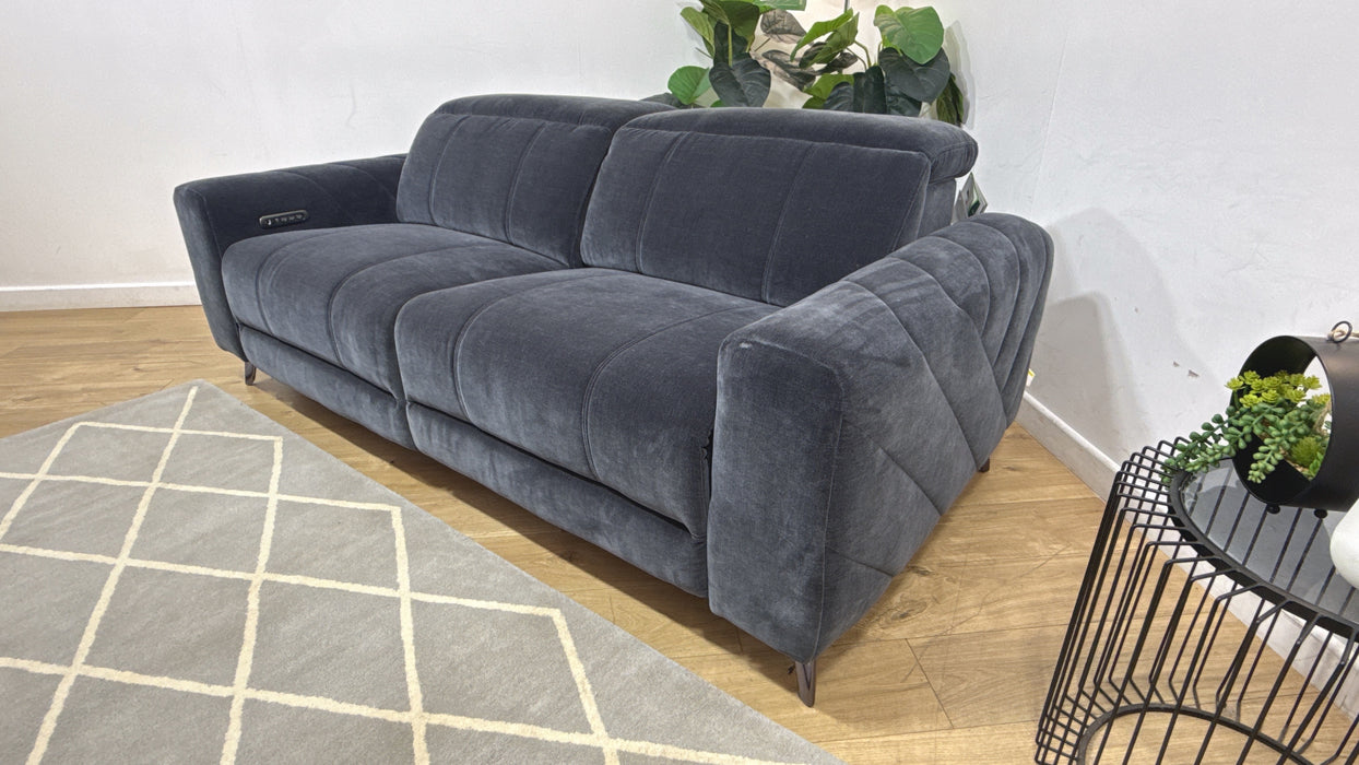 Sofology Allure Fabric 2.5 Seater Power Recliner/Headrest Lumbar Support Speakers in Relaxed Chenille Ink