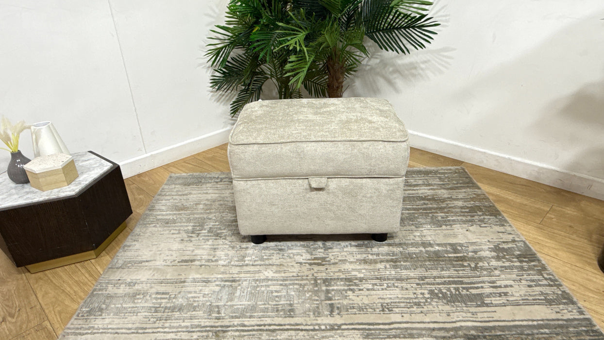 Sofology Brixton Fabric Storage Footstool in Linen Look Chenille Truffle