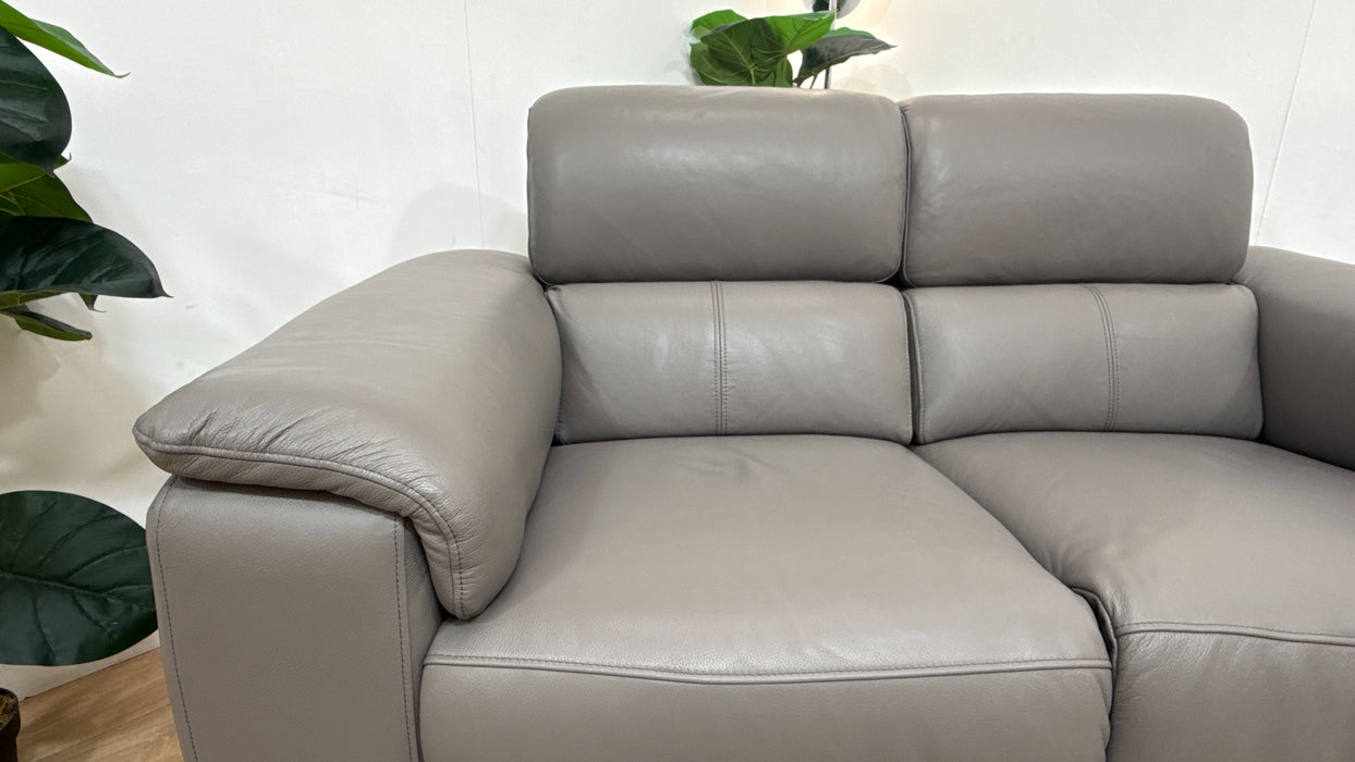 Sofology Fratelli Leather 2 Seater Power Recliner/Headrest in Trusty Embossed Elephant
